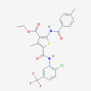 Ethyl 5-{[2-chloro-5-(trifluoromethyl)anilino]carbonyl}-4-methyl-2-[(4-methylbenzoyl)amino]-3-thiophenecarboxylate