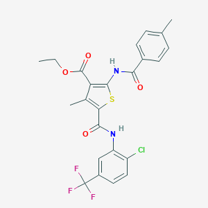 ETHYL 5-{[2-CHLORO-5-(TRIFLUOROMETHYL)PHENYL]CARBAMOYL}-4-METHYL-2-(4-METHYLBENZAMIDO)THIOPHENE-3-CARBOXYLATE