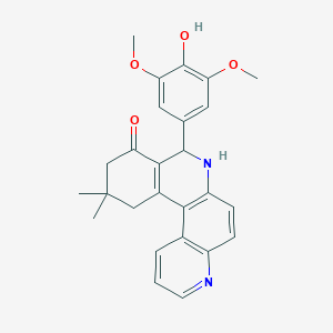 molecular formula C26H26N2O4 B389495 8-(4-Hydroxy-3,5-dimethoxyphenyl)-11,11-dimethyl-7,8,10,12-tetrahydrobenzo[a][4,7]phenanthrolin-9-one 
