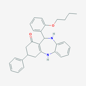 molecular formula C29H30N2O2 B389502 6-(2-Butoxyphenyl)-9-phenyl-5,6,8,9,10,11-hexahydrobenzo[b][1,4]benzodiazepin-7-one 