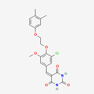 molecular formula C22H21ClN2O6 B3895029 5-({3-CHLORO-4-[2-(3,4-DIMETHYLPHENOXY)ETHOXY]-5-METHOXYPHENYL}METHYLIDENE)-1,3-DIAZINANE-2,4,6-TRIONE 