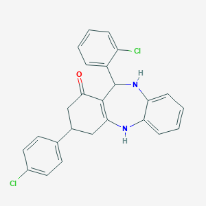 molecular formula C25H20Cl2N2O B389503 6-(2-Chlorophenyl)-9-(4-chlorophenyl)-5,6,8,9,10,11-hexahydrobenzo[b][1,4]benzodiazepin-7-one 
