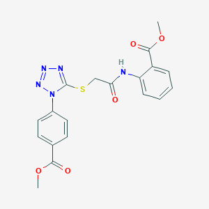 molecular formula C19H17N5O5S B389504 methyl 2-{[({1-[4-(methoxycarbonyl)phenyl]-1H-tetrazol-5-yl}thio)acetyl]amino}benzoate 