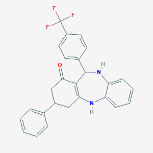 molecular formula C26H21F3N2O B389507 9-Phenyl-6-[4-(trifluoromethyl)phenyl]-5,6,8,9,10,11-hexahydrobenzo[b][1,4]benzodiazepin-7-one 