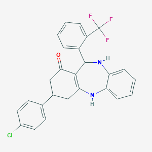 3-(4-chlorophenyl)-11-[2-(trifluoromethyl)phenyl]-2,3,4,5,10,11-hexahydro-1H-dibenzo[b,e][1,4]diazepin-1-one