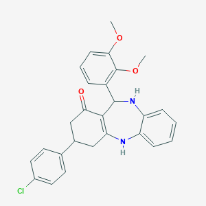 molecular formula C27H25ClN2O3 B389514 9-(4-Chlorophenyl)-6-(2,3-dimethoxyphenyl)-5,6,8,9,10,11-hexahydrobenzo[b][1,4]benzodiazepin-7-one 