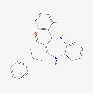 molecular formula C26H24N2O B389517 3-Phenyl-11-o-tolyl-2,3,4,5,10,11-hexahydro-dibenzo[b,e][1,4]diazepin-1-one 