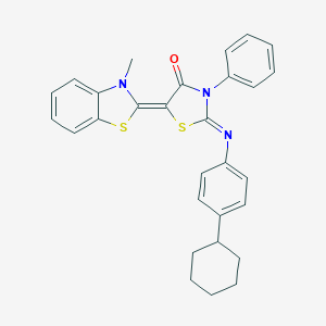 molecular formula C29H27N3OS2 B389520 2-[(4-cyclohexylphenyl)imino]-5-(3-methyl-1,3-benzothiazol-2(3H)-ylidene)-3-phenyl-1,3-thiazolidin-4-one 