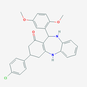 9-(4-Chlorophenyl)-6-(2,5-dimethoxyphenyl)-5,6,8,9,10,11-hexahydrobenzo[b][1,4]benzodiazepin-7-one
