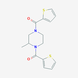 molecular formula C15H16N2O2S2 B389534 [3-Methyl-4-[oxo(thiophen-2-yl)methyl]-1-piperazinyl]-thiophen-2-ylmethanone CAS No. 350793-39-4