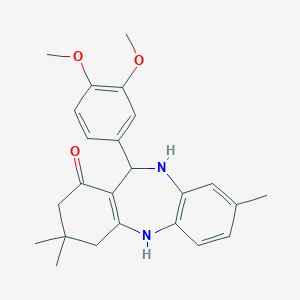 molecular formula C24H28N2O3 B389535 11-(3,4-dimethoxyphenyl)-3,3,8-trimethyl-2,3,4,5,10,11-hexahydro-1H-dibenzo[b,e][1,4]diazepin-1-one 