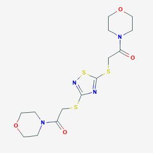 molecular formula C14H20N4O4S3 B389536 4-{[(3-{[2-(4-Morpholinyl)-2-oxoethyl]sulfanyl}-1,2,4-thiadiazol-5-YL)sulfanyl]acetyl}morpholine 