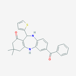 molecular formula C26H24N2O2S B389537 2-benzoyl-9,9-dimethyl-6-thiophen-2-yl-6,8,10,11-tetrahydro-5H-benzo[b][1,4]benzodiazepin-7-one CAS No. 332849-52-2