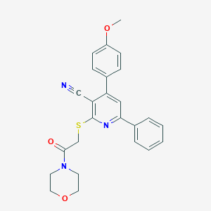 molecular formula C25H23N3O3S B389540 4-(4-Methoxyphenyl)-2-[(2-morpholino-2-oxoethyl)sulfanyl]-6-phenyl-3-pyridyl cyanide 
