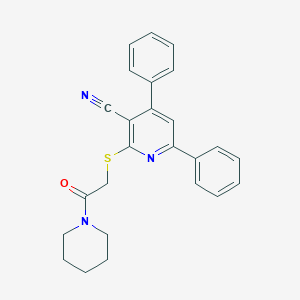 molecular formula C25H23N3OS B389543 2-(2-Oxo-2-piperidin-1-yl-ethylsulfanyl)-4,6-diphenyl-nicotinonitrile 