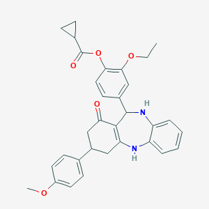 [2-Ethoxy-4-[9-(4-methoxyphenyl)-7-oxo-5,6,8,9,10,11-hexahydrobenzo[b][1,4]benzodiazepin-6-yl]phenyl] cyclopropanecarboxylate