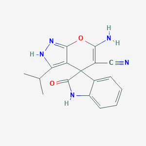 6-Amino-5-cyano-3-isopropyl-1,4-dihydro-2'-oxospiro(pyrano[2,3-c]pyrazole-4,3'-indoline)
