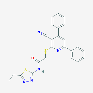 molecular formula C24H19N5OS2 B389552 2-[(3-cyano-4,6-diphenyl-2-pyridinyl)sulfanyl]-N-(5-ethyl-1,3,4-thiadiazol-2-yl)acetamide 