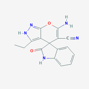 molecular formula C16H13N5O2 B389572 6-amino-5-cyano-3-ethyl-2'-oxo-1,1',3',4-tetrahydrospiro[pyrano[2,3-c]pyrazole-4,3'-(2'H)-indole] CAS No. 309922-12-1