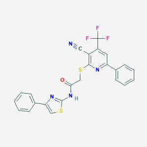 2-{[3-CYANO-6-PHENYL-4-(TRIFLUOROMETHYL)PYRIDIN-2-YL]SULFANYL}-N-(4-PHENYL-13-THIAZOL-2-YL)ACETAMIDE