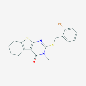molecular formula C18H17BrN2OS2 B389576 2-[(2-bromobenzyl)sulfanyl]-3-methyl-5,6,7,8-tetrahydro[1]benzothieno[2,3-d]pyrimidin-4(3H)-one 