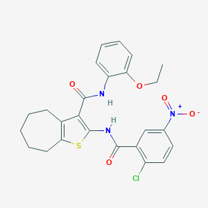 molecular formula C25H24ClN3O5S B389577 2-({2-chloro-5-nitrobenzoyl}amino)-N-(2-ethoxyphenyl)-5,6,7,8-tetrahydro-4H-cyclohepta[b]thiophene-3-carboxamide 