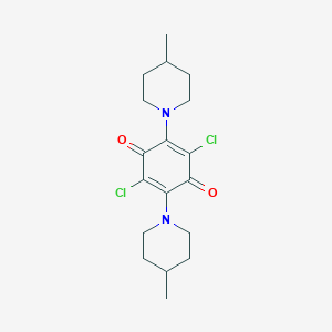 molecular formula C18H24Cl2N2O2 B389578 2,5-Dichloro-3,6-bis(4-methylpiperidin-1-yl)cyclohexa-2,5-diene-1,4-dione 