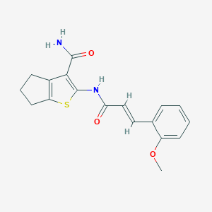 molecular formula C18H18N2O3S B389582 2-{[3-(2-methoxyphenyl)acryloyl]amino}-5,6-dihydro-4H-cyclopenta[b]thiophene-3-carboxamide 