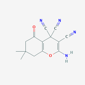 molecular formula C14H12N4O2 B389586 2-amino-7,7-dimetil-5-oxo-5,6,7,8-tetrahidro-4H-croman-3,4,4-tricarbonitrilo CAS No. 30404-08-1