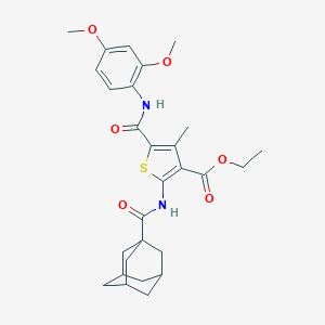 molecular formula C28H34N2O6S B389588 Ethyl 2-[(1-adamantylcarbonyl)amino]-5-[(2,4-dimethoxyanilino)carbonyl]-4-methyl-3-thiophenecarboxylate 