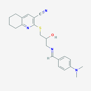 molecular formula C22H26N4OS B389606 2-[(3-{[4-(Dimethylamino)benzylidene]amino}-2-hydroxypropyl)sulfanyl]-5,6,7,8-tetrahydro-3-quinolinecarbonitrile 