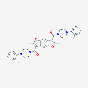 molecular formula C36H38N4O4 B389608 (2,6-Dimethyl-7-{[4-(2-methylphenyl)piperazino]carbonyl}furo[2,3-f][1]benzofuran-3-yl)[4-(2-methylphenyl)piperazino]methanone 