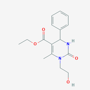 Pyrimidine-5-carboxylic acid, 1,2,3,4-tetrahydro-1-(2-hydroxyethyl)-6-methyl-2-oxo-4-phenyl-, ethyl ester