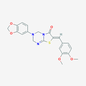 molecular formula C21H19N3O5S B389610 3-(1,3-benzodioxol-5-yl)-7-(3,4-dimethoxybenzylidene)-3,4-dihydro-2H-[1,3]thiazolo[3,2-a][1,3,5]triazin-6(7H)-one 