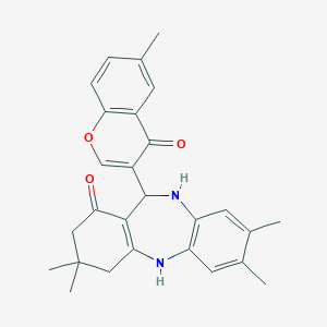 3,3,7,8-tetramethyl-11-(6-methyl-4-oxo-4H-chromen-3-yl)-2,3,4,5,10,11-hexahydro-1H-dibenzo[b,e][1,4]diazepin-1-one
