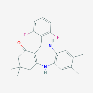 molecular formula C23H24F2N2O B389616 6-(2,6-difluorophenyl)-2,3,9,9-tetramethyl-6,8,10,11-tetrahydro-5H-benzo[b][1,4]benzodiazepin-7-one 