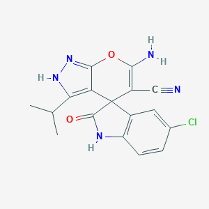 molecular formula C17H14ClN5O2 B389618 6'-amino-5-chloro-2-oxo-3'-propan-2-ylspiro[1H-indole-3,4'-2H-pyrano[2,3-c]pyrazole]-5'-carbonitrile CAS No. 352329-94-3