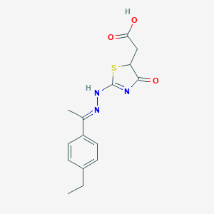 molecular formula C15H17N3O3S B389630 2-[2-[(2E)-2-[1-(4-ethylphenyl)ethylidene]hydrazinyl]-4-oxo-1,3-thiazol-5-yl]acetic acid 