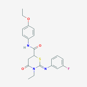 molecular formula C21H22FN3O3S B389636 (2Z)-N-(4-ethoxyphenyl)-3-ethyl-2-[(3-fluorophenyl)imino]-4-oxo-1,3-thiazinane-6-carboxamide CAS No. 442872-90-4