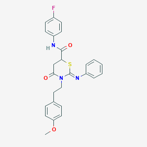 molecular formula C26H24FN3O3S B389637 N-(4-fluorophenyl)-3-[2-(4-methoxyphenyl)ethyl]-4-oxo-2-phenylimino-1,3-thiazinane-6-carboxamide CAS No. 385395-17-5