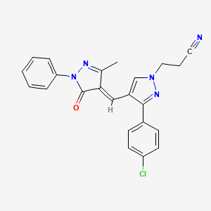 3-{3-(4-chlorophenyl)-4-[(3-methyl-5-oxo-1-phenyl-1,5-dihydro-4H-pyrazol-4-ylidene)methyl]-1H-pyrazol-1-yl}propanenitrile