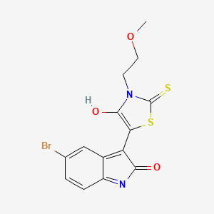 5-bromo-3-[3-(2-methoxyethyl)-4-oxo-2-thioxo-1,3-thiazolidin-5-ylidene]-1,3-dihydro-2H-indol-2-one