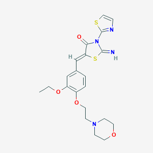molecular formula C21H24N4O4S2 B389653 5-{3-Ethoxy-4-[2-(4-morpholinyl)ethoxy]benzylidene}-2-imino-3-(1,3-thiazol-2-yl)-1,3-thiazolidin-4-one 