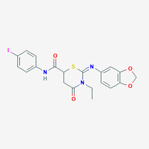 molecular formula C20H18IN3O4S B389654 2-(1,3-benzodioxol-5-ylimino)-3-ethyl-N-(4-iodophenyl)-4-oxo-1,3-thiazinane-6-carboxamide 