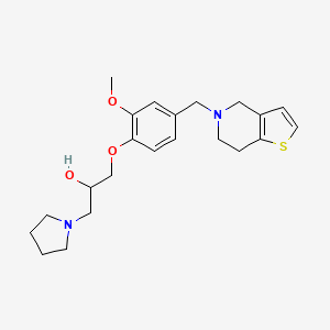 molecular formula C22H30N2O3S B3896543 1-[4-(6,7-dihydrothieno[3,2-c]pyridin-5(4H)-ylmethyl)-2-methoxyphenoxy]-3-(1-pyrrolidinyl)-2-propanol 