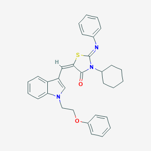 molecular formula C32H31N3O2S B389656 3-cyclohexyl-5-{[1-(2-phenoxyethyl)-1H-indol-3-yl]methylene}-2-(phenylimino)-1,3-thiazolidin-4-one 