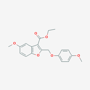 molecular formula C20H20O6 B389665 Ethyl 5-methoxy-2-[(4-methoxyphenoxy)methyl]-1-benzofuran-3-carboxylate CAS No. 361991-76-6