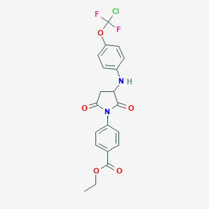 molecular formula C20H17ClF2N2O5 B389668 Ethyl 4-(3-{4-[chloro(difluoro)methoxy]anilino}-2,5-dioxo-1-pyrrolidinyl)benzoate 