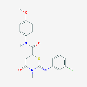 molecular formula C19H18ClN3O3S B389670 2-[(3-chlorophenyl)imino]-N-(4-methoxyphenyl)-3-methyl-4-oxo-1,3-thiazinane-6-carboxamide 
