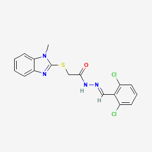 molecular formula C17H14Cl2N4OS B3896718 N'-[(E)-(2,6-dichlorophenyl)methylidene]-2-[(1-methyl-1H-benzimidazol-2-yl)sulfanyl]acetohydrazide 